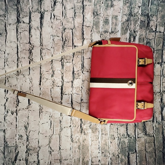 Coach Bags Coach Voyager Red Tan Canvas Messenger Weekender